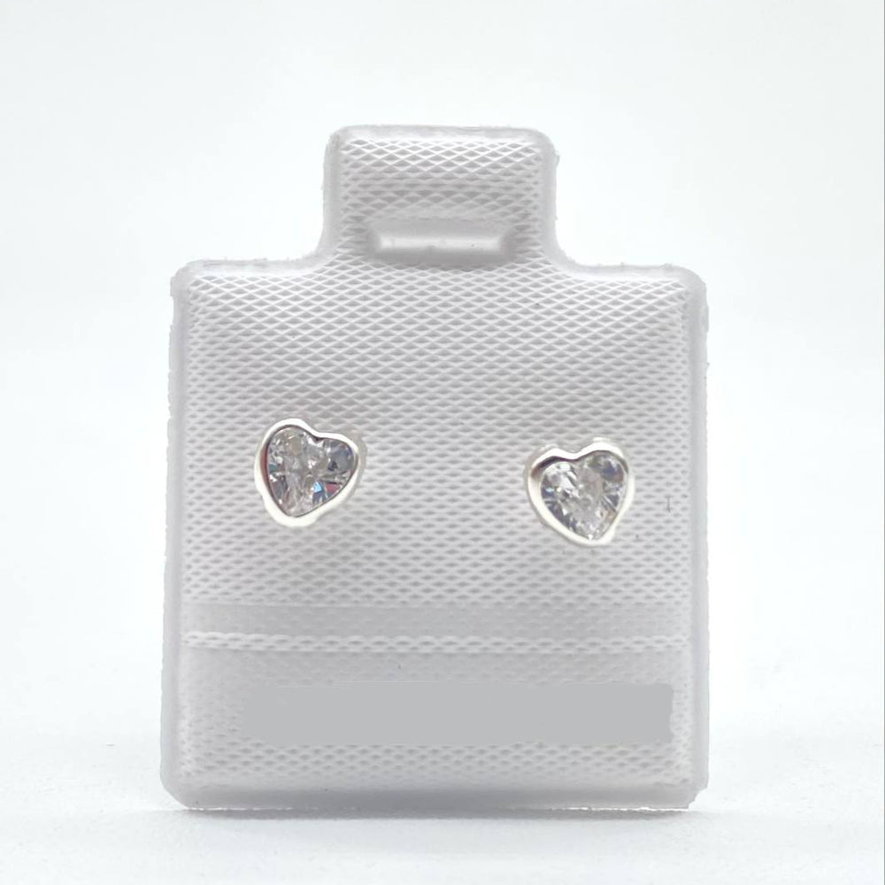 Broqueles Corazón Biselado #4 Plata 925 ✨ Aretes de Plata Elegantes con Zirconia