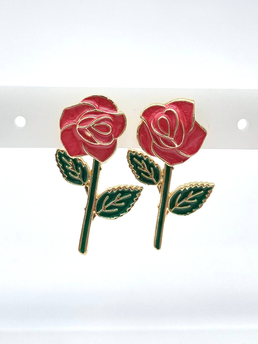 ARETE ROSA EN CHAPA DE ORO 18K