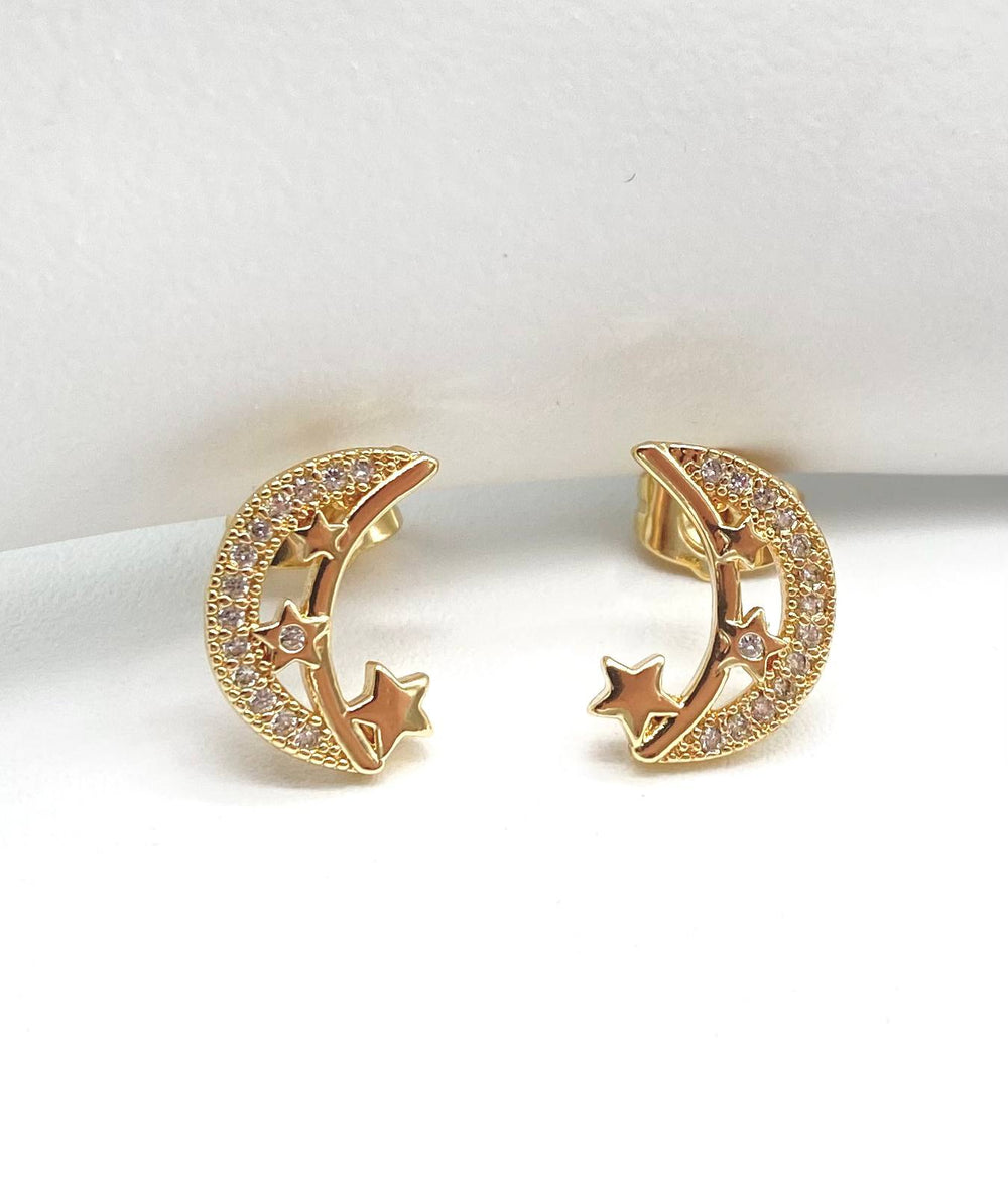 BROQUEL LUNA ESTRELLA CHAPA DE ORO 18K