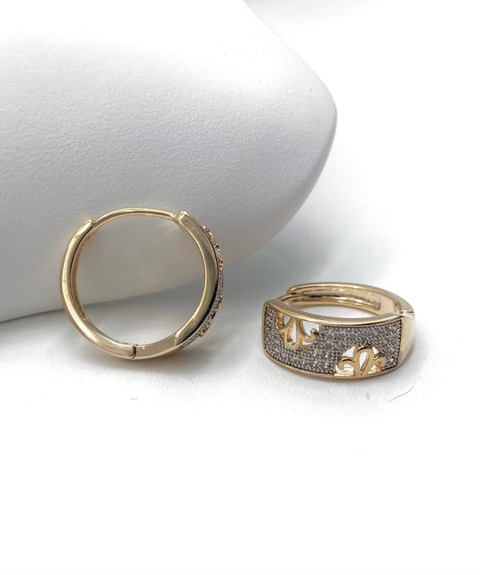 HUGGIE DISEÑO CON ZIRCONIAS CHAPA DE ORO 18K