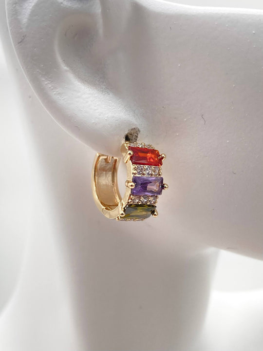 HUGGIE LINEAS COLORES CHAPA DE ORO 18K