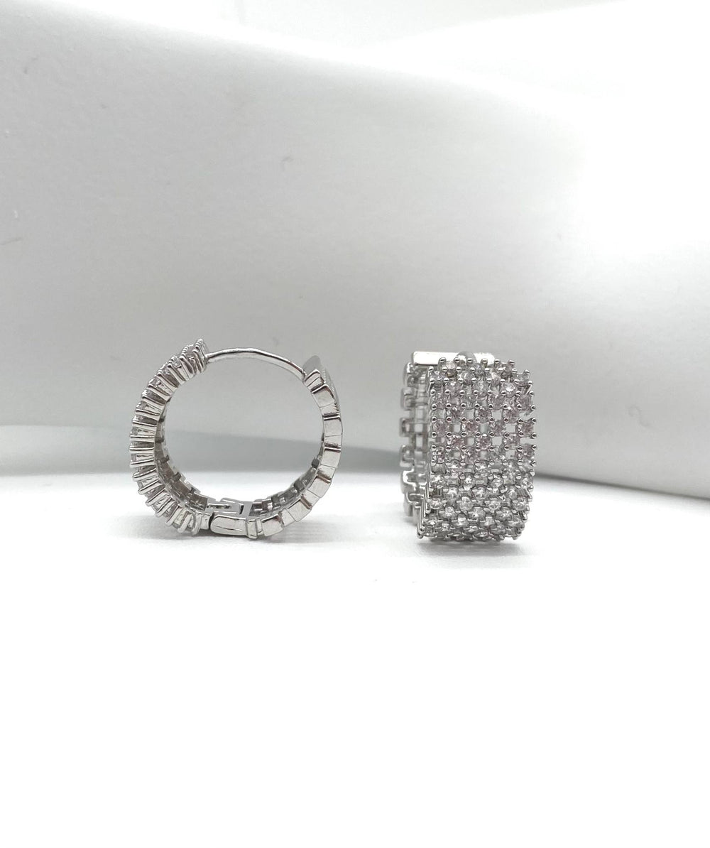 HUGGIE MALLA EN CHAPA DE RODIO ZIRCONIAS