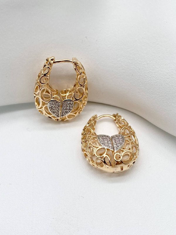 HUGGIE CANASTA CORAZON CHAPA DE ORO 18K