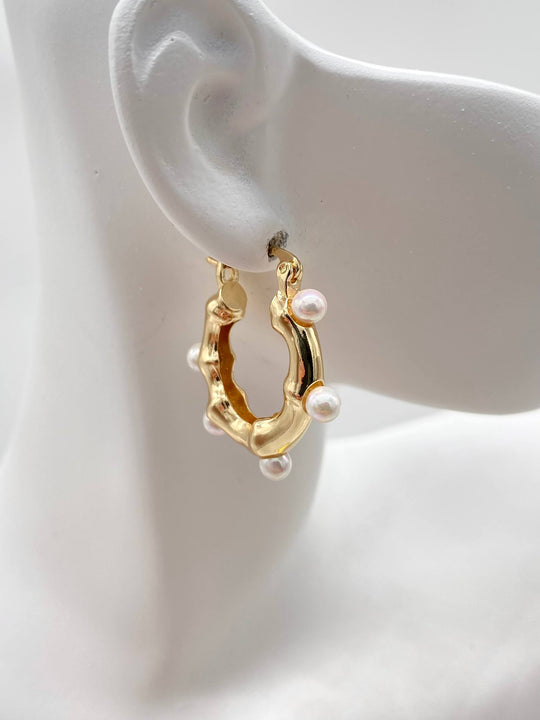 ARRACADA PERLAS CHAPA DE ORO 18K