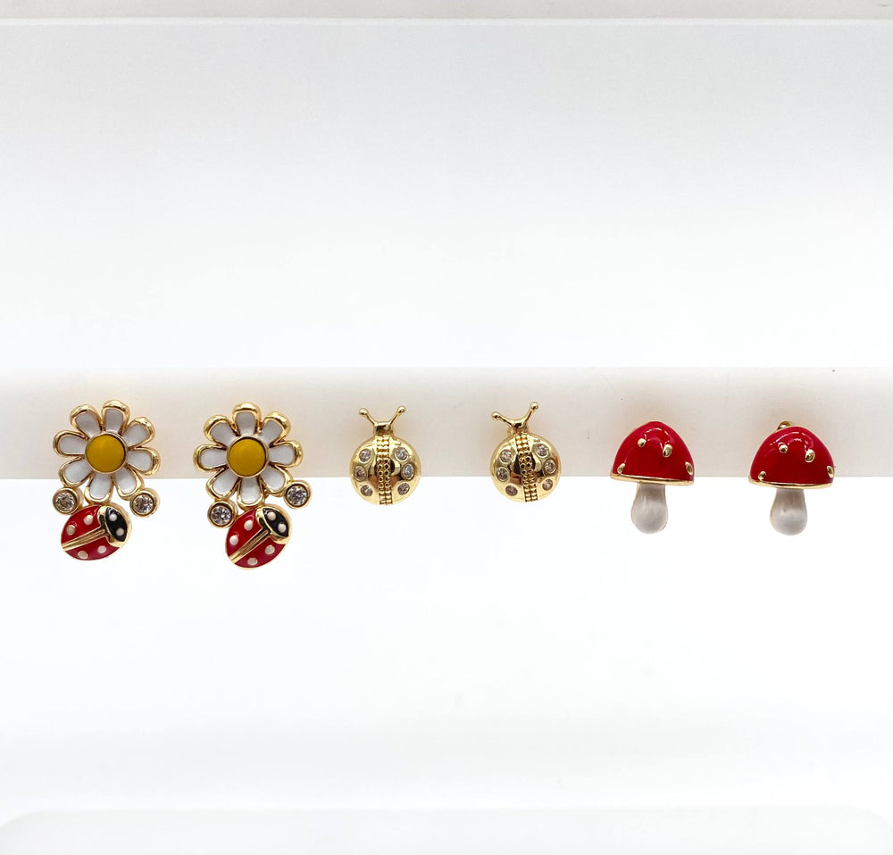 TRIO DE ARETES CATARINA´S CHAPA DE ORO 18K