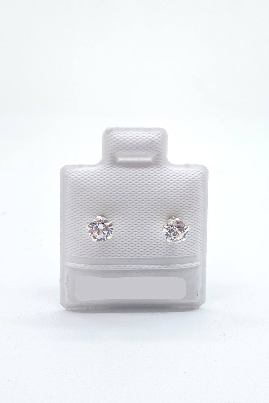 Broquel Recto Zirconia #4 Plata 925