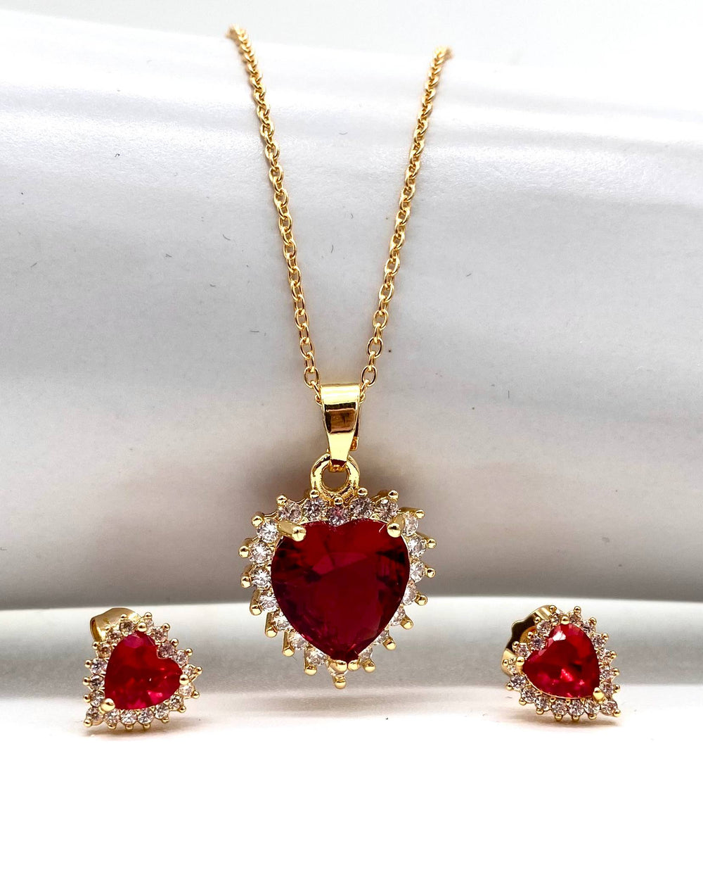 JUEGO CORAZON ROJO ZIRCONIA