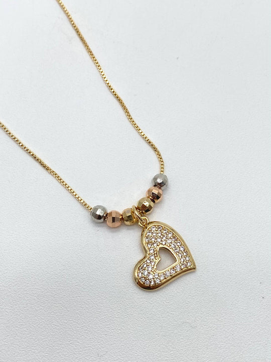 CADENA CORAZON CHAPA DE ORO 18K