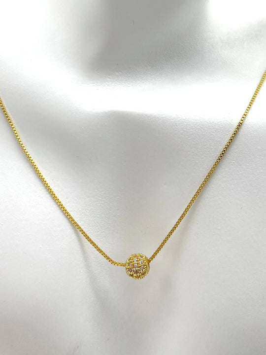 CADENA BOLA MINI CHAPA DE ORO 18K