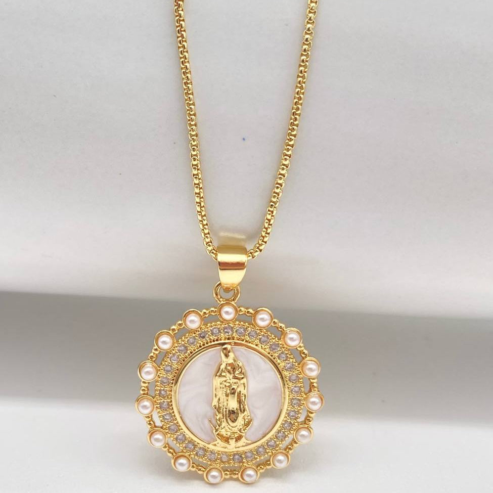 CADENA VIRGEN DE GUADALUPE CHAPA DE ORO 18K