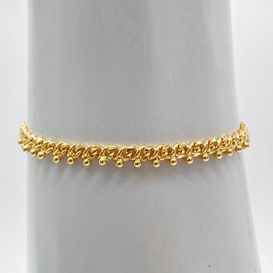 PULSO BARBADO CON BOLITAS CHAPA DE ORO 18K