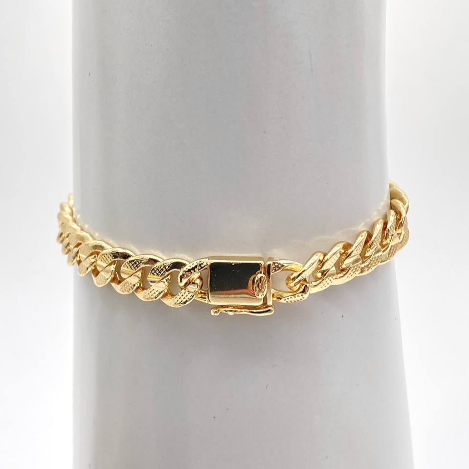 PULSO BARBADO DIAMANTADO CHAPA DE ORO 18K