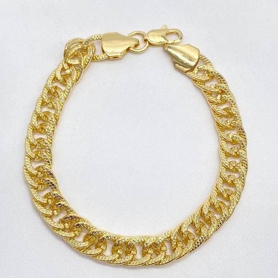PULSO BARBADO DIAMANTADO CHAPA DE ORO 18K