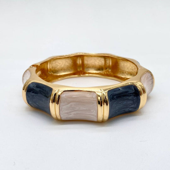BRAZALETE BICOLOR CHAPA DE ORO 18K