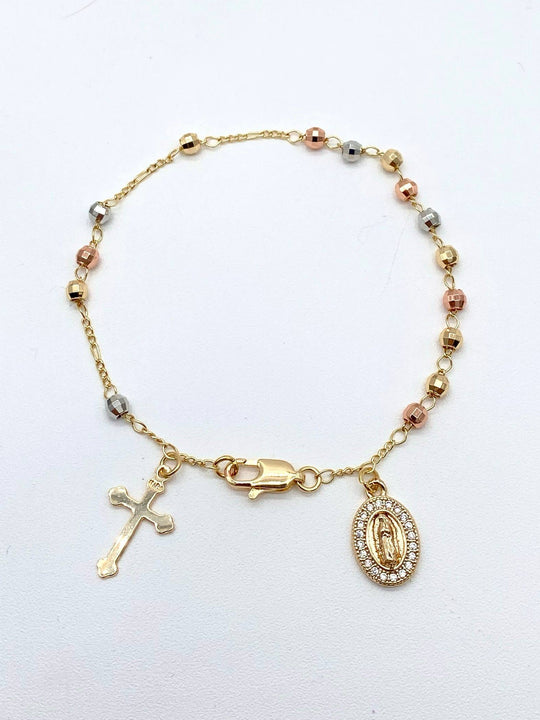 PULSO DECENARIO VIRGEN DE GUADALUPE CHAPA DE ORO 18K
