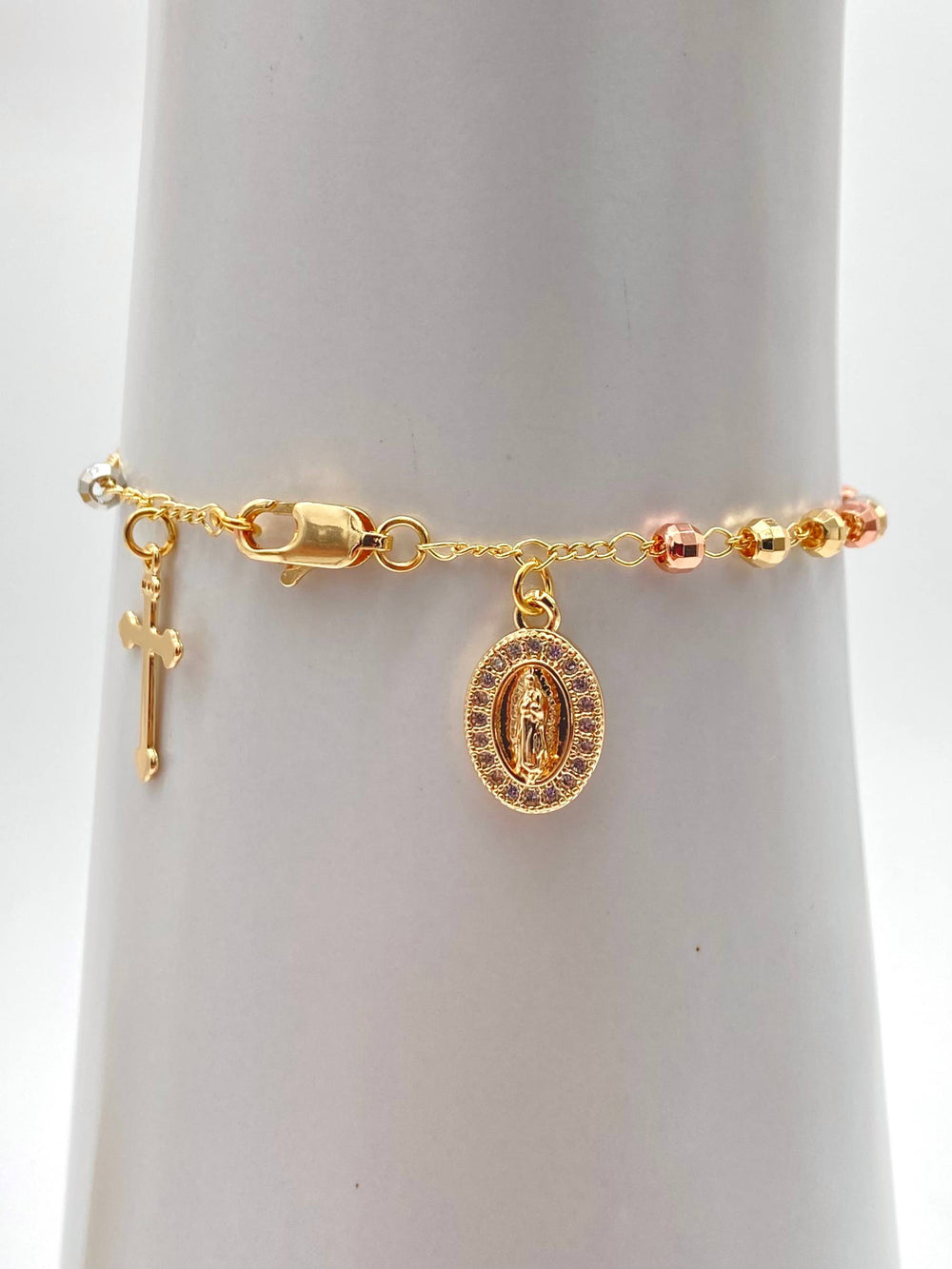 PULSO DECENARIO VIRGEN DE GUADALUPE CHAPA DE ORO 18K