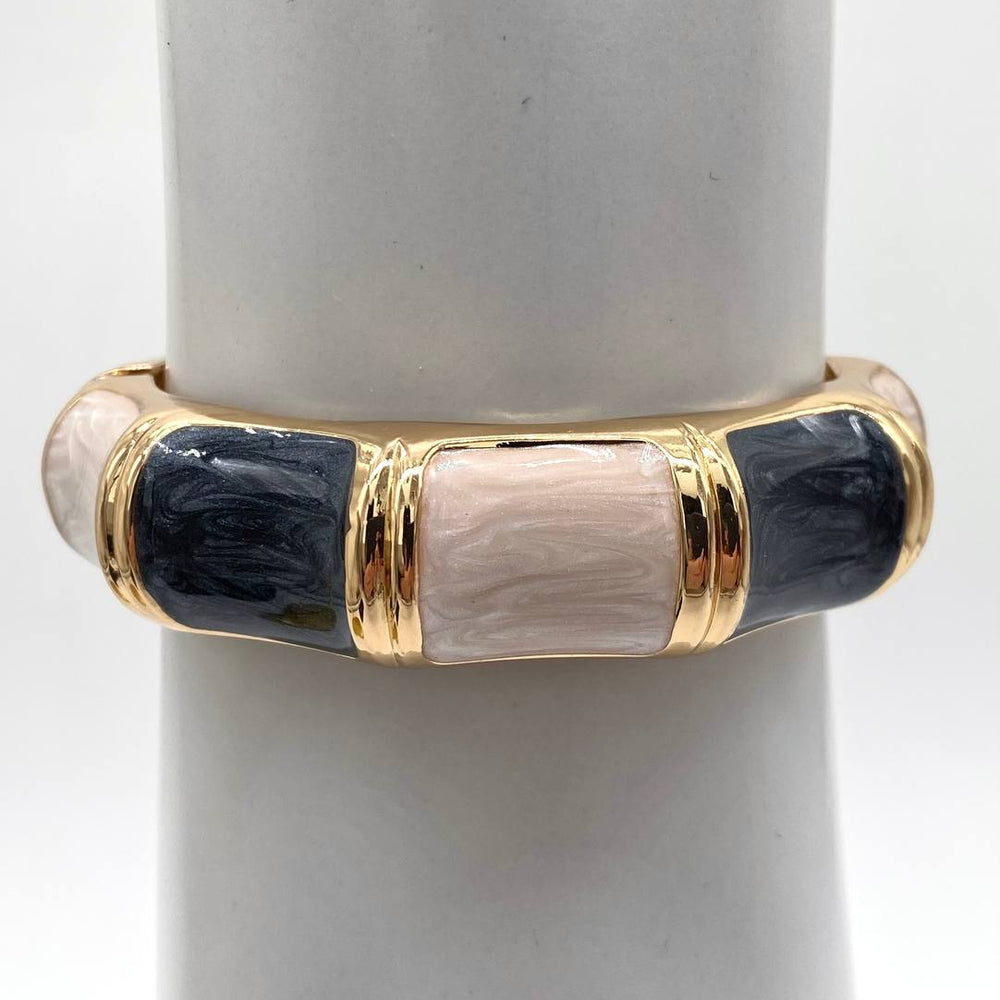 BRAZALETE BICOLOR CHAPA DE ORO 18K