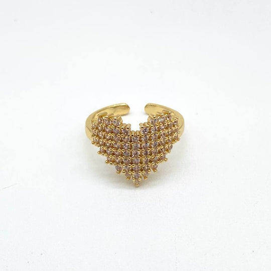 ANILLO CORAZON PIXEL CHAPA DE ORO 18K