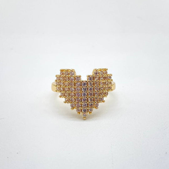 ANILLO CORAZON PIXEL CHAPA DE ORO 18K