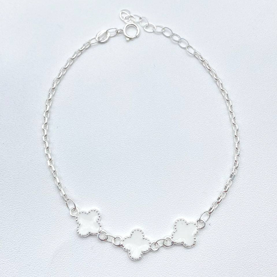 PULSO TREBOL BLANCO PLATA 925