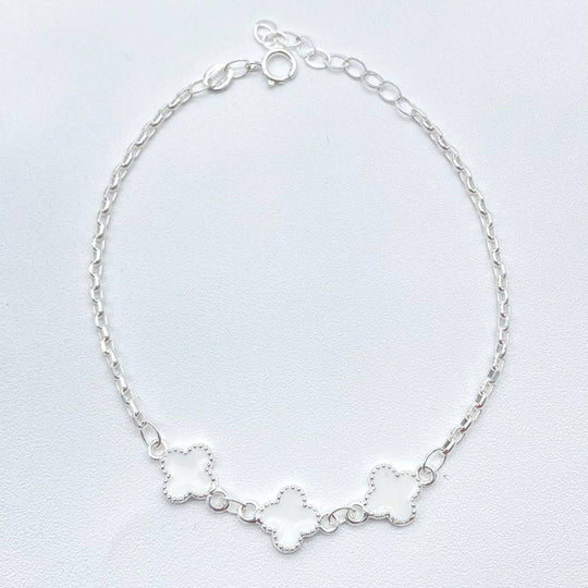 PULSO TREBOL BLANCO PLATA 925