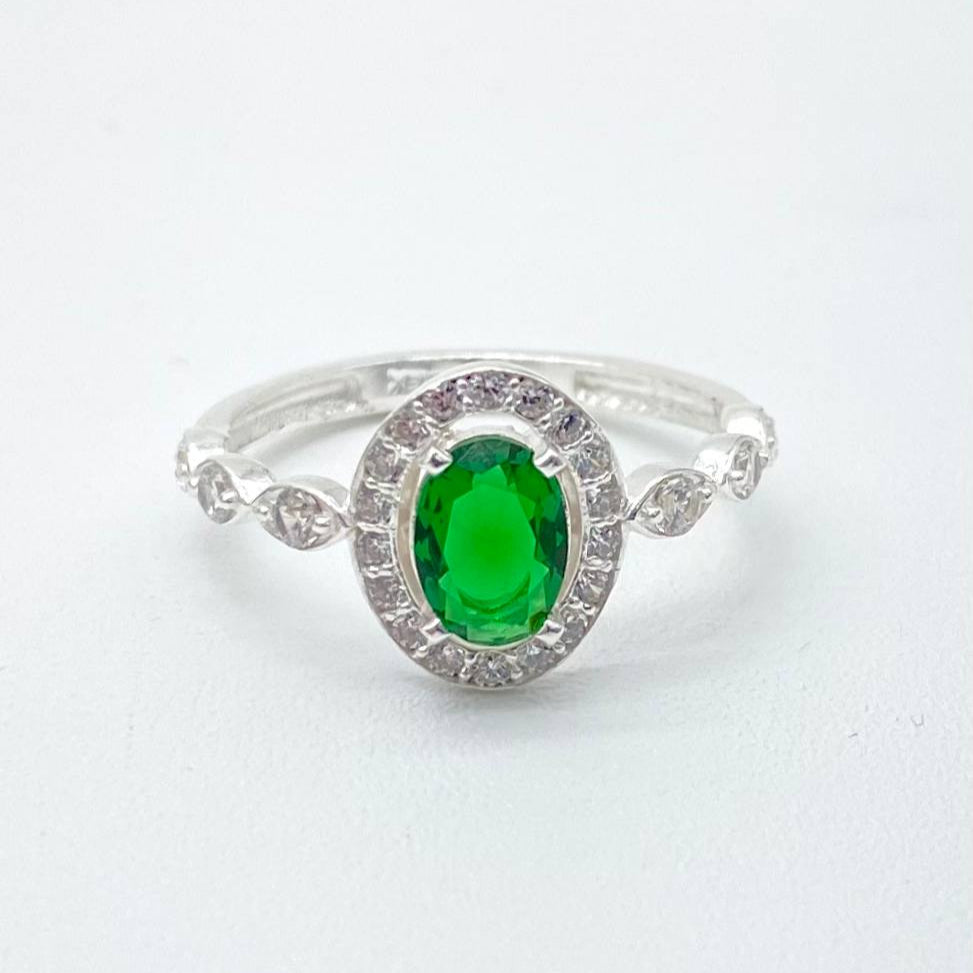 ANILLO VERDE PLATA 925