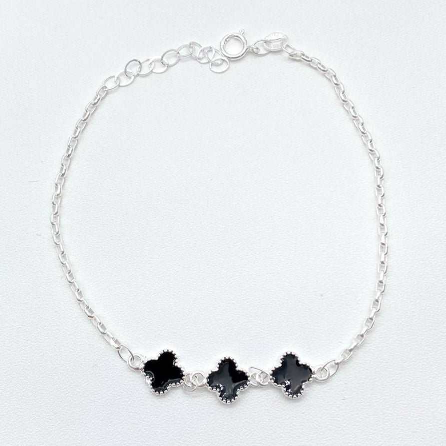 PULSO TREBOL NEGRO PLATA 925