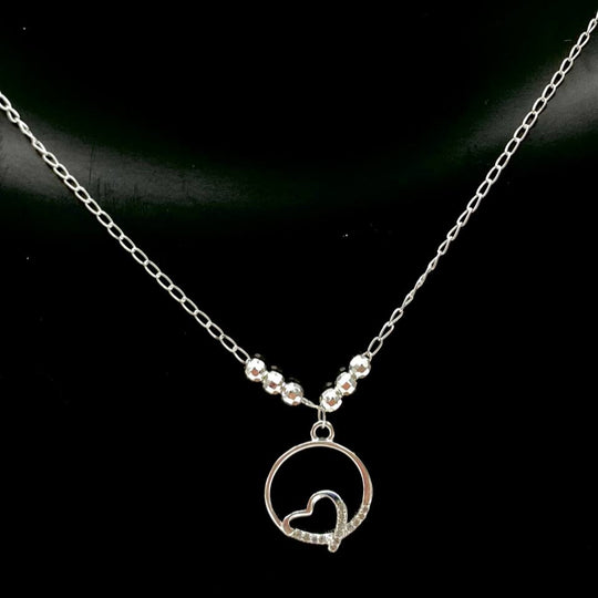 CADENA CORAZON CIRCULO PLATA 925