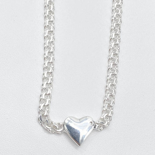 CADENA TEJIDO CHINO CORAZON PLATA 925