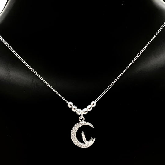 CADENA LUNA CON GATITO PLATA 925