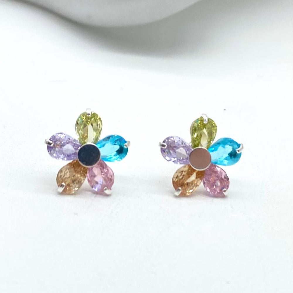 JUEGO FLOR DE COLORES PLATA 925