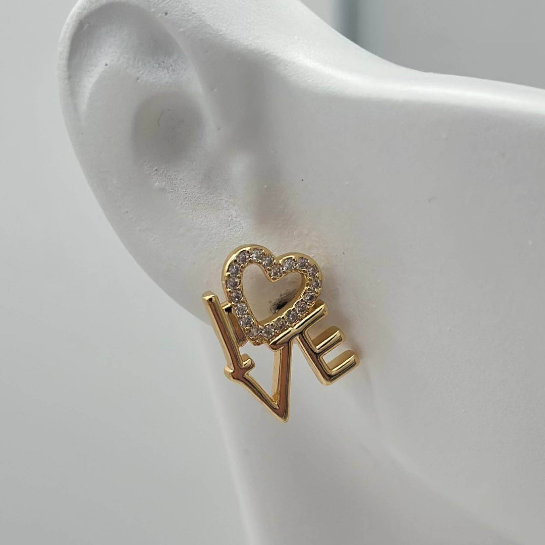 Arete Love– Chapa de oro 18K | MAEL
