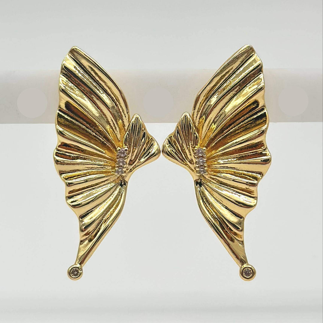 ARETE ALA MARIPOSA chapa de oro 18k