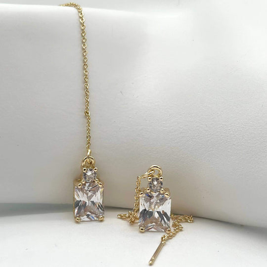 Arete largo– Chapa de oro 18K | MAEL