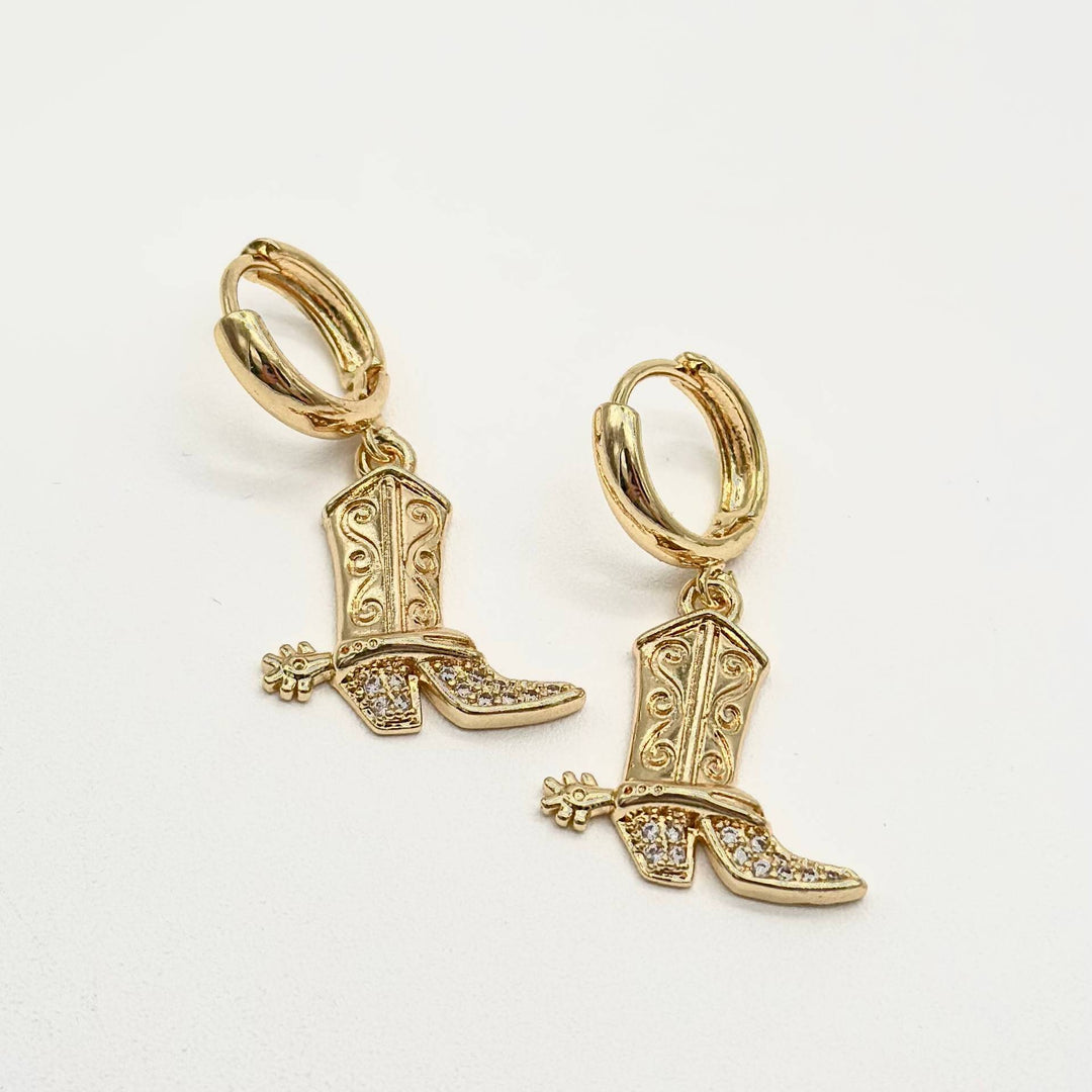 ARETE BOTAS Chapa de oro 18k