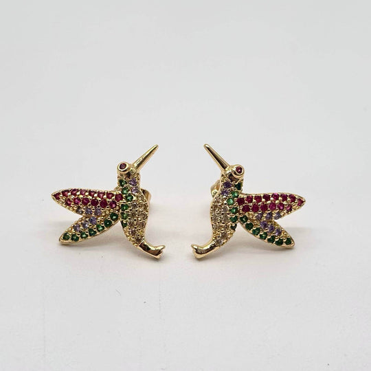 Arete colibri– Chapa de oro 18K | MAEL