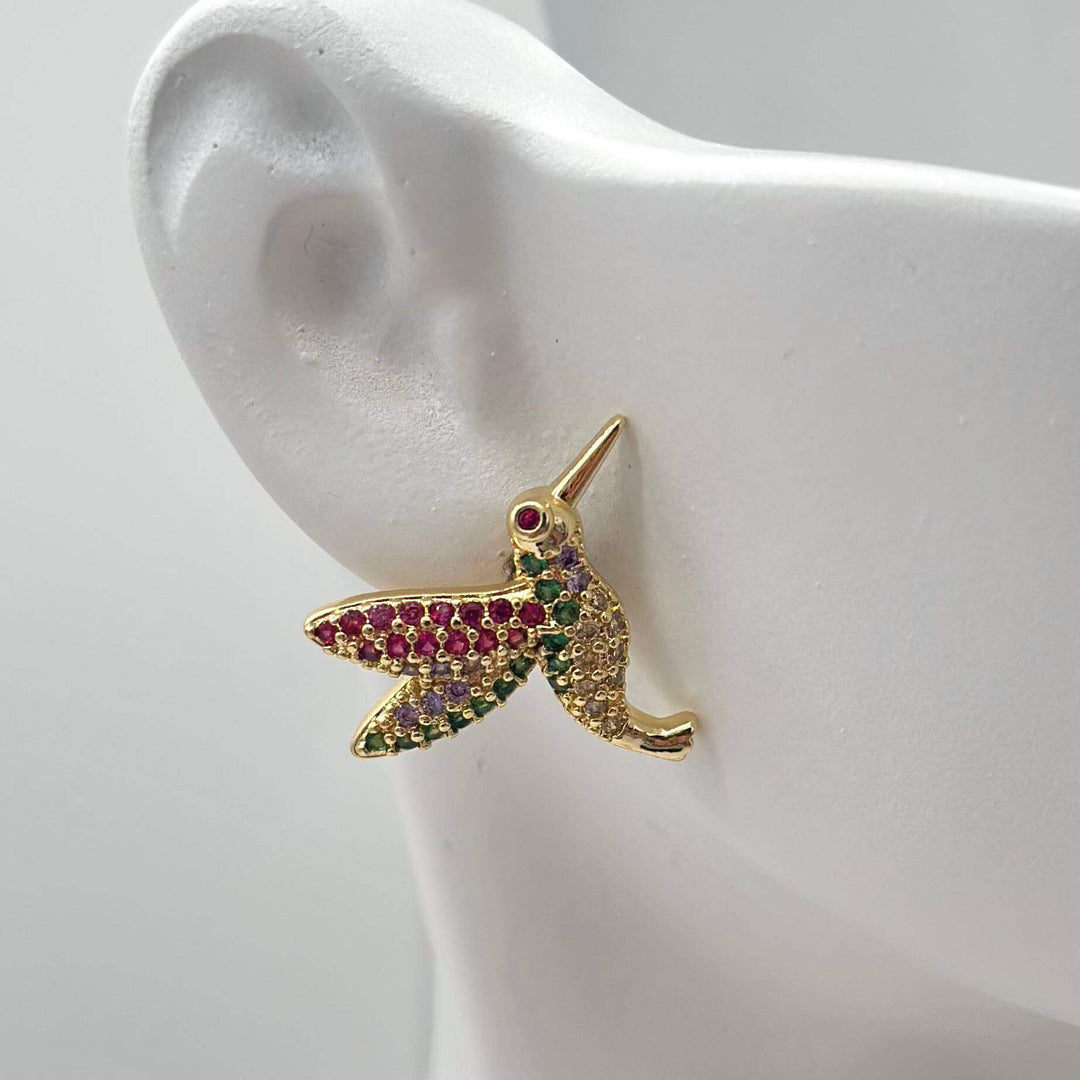 Arete colibri– Chapa de oro 18K | MAEL