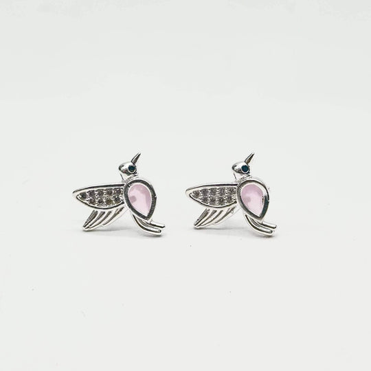 BROQUEL COLIBRI ROSA PLATA 925