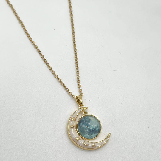 Cadena Luna y mundo – Chapa de Oro 18K | MAEL