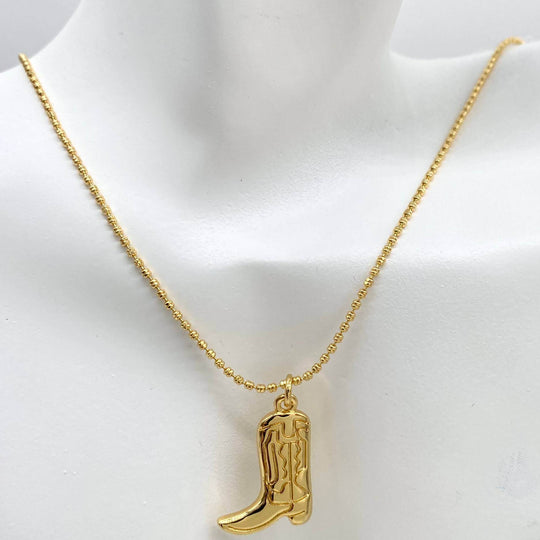 Collar con dije bota vaquera – Chapa de Oro 18K | MAEL