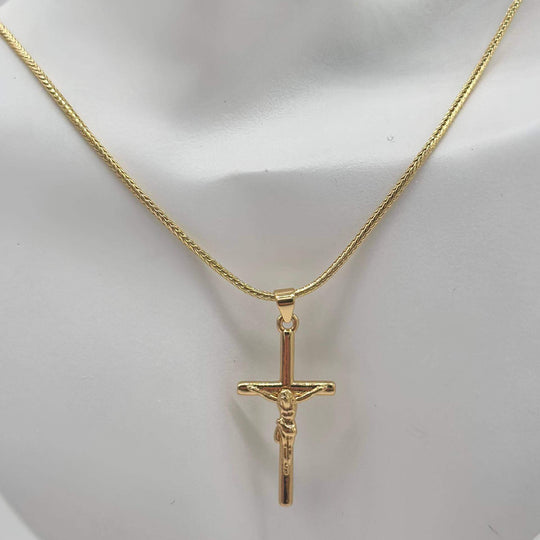 Cadena cruz con criso – Chapa de Oro 18K | MAEL