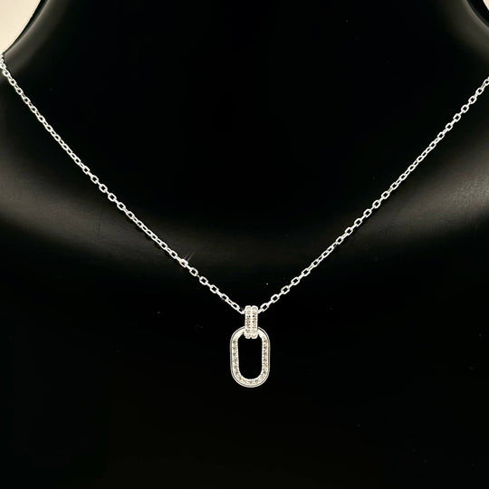 CADENA CON DIJE OVAL PLATA 925
