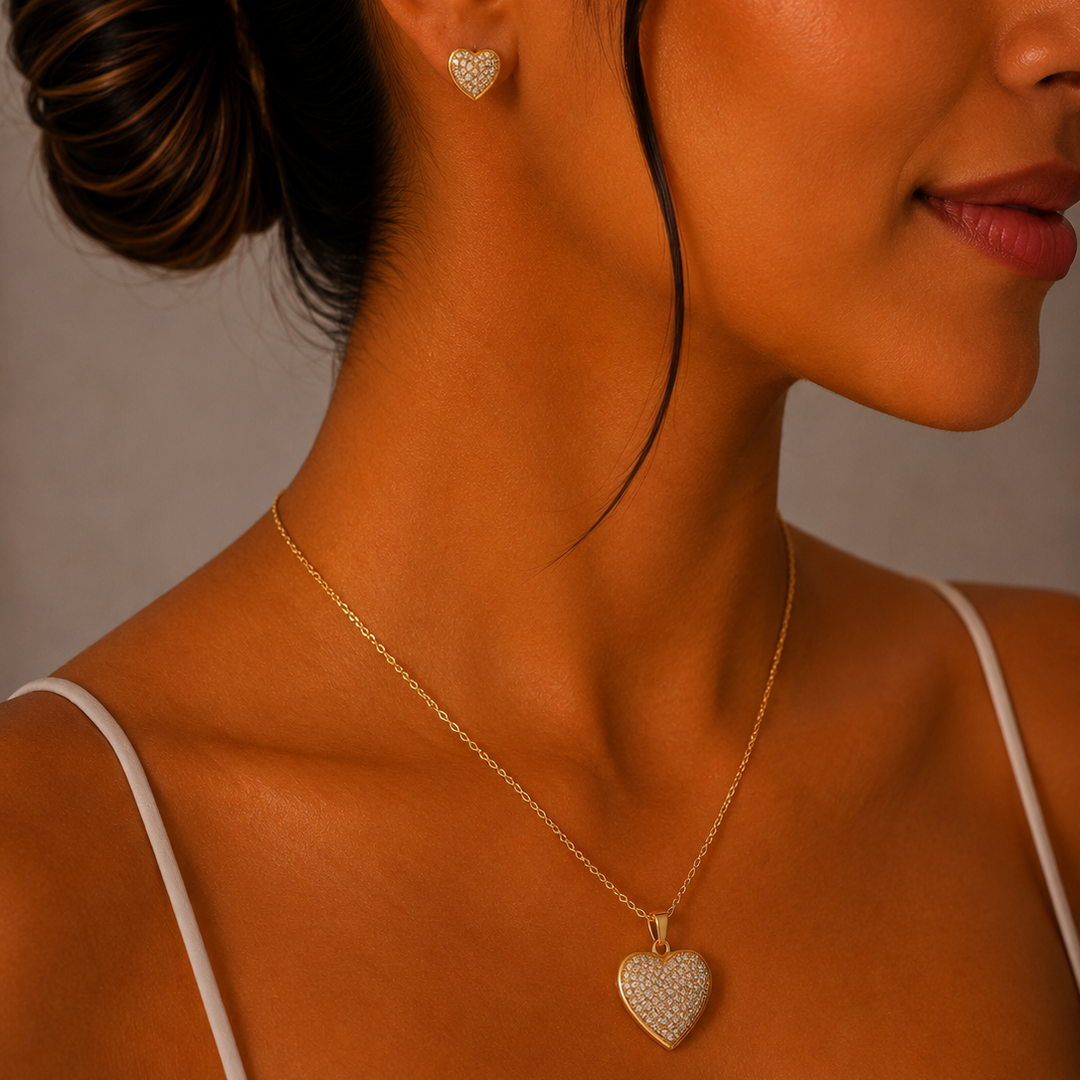 Set Corazón Pavé en | Mael Joyería