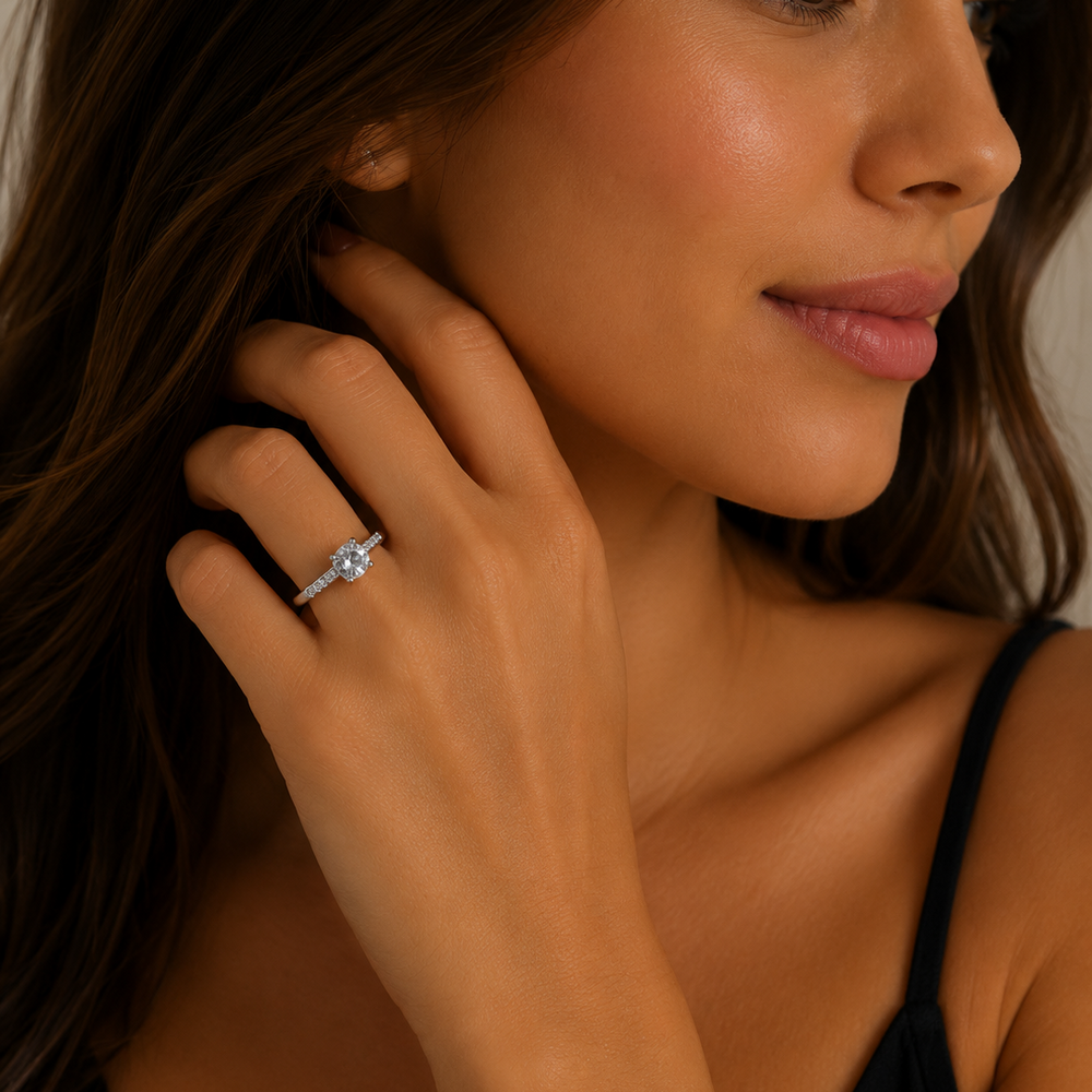 Anillo Solitario de Plata 925 con Zirconia Brillante | Mael Joyería