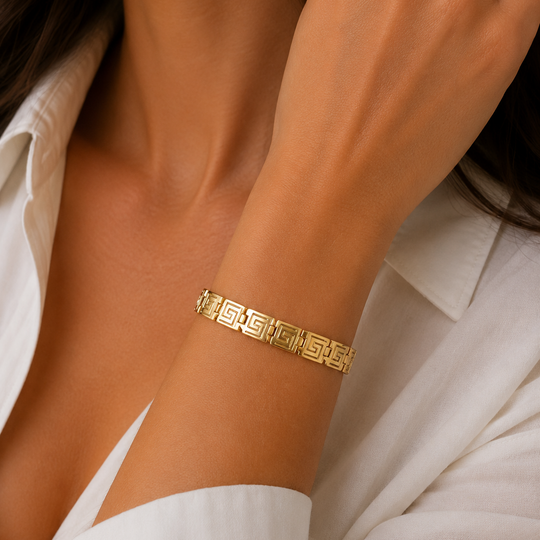 Pulsera Greca Clásica | Chapa de Oro 18K