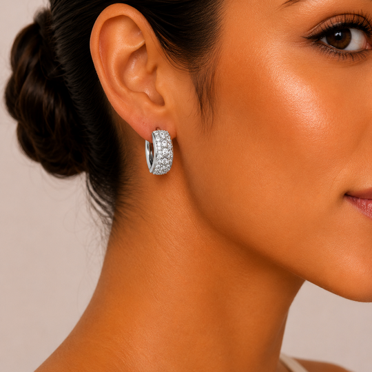 Huggies Pavé de Zirconias en Rodio  | Mael Joyería