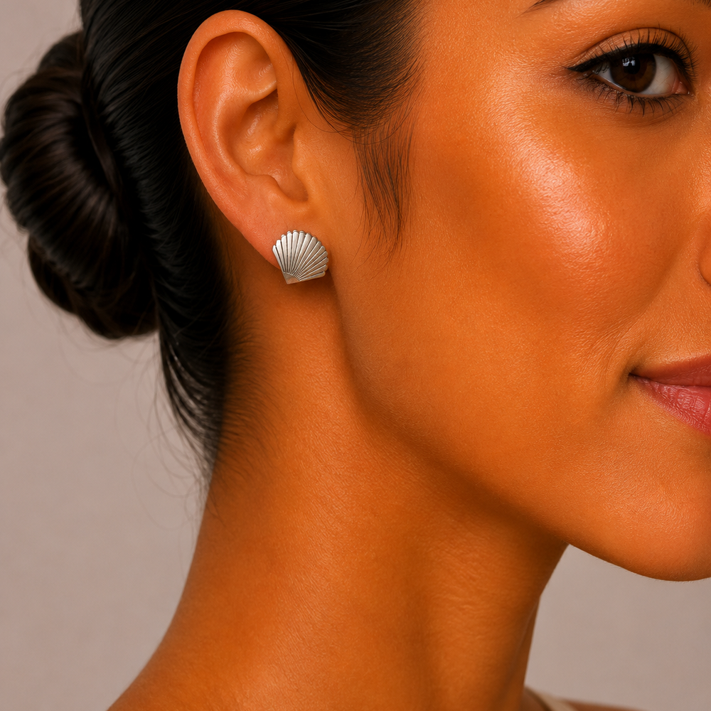 Broqueles Concha Marina de Acero Inoxidable | Mael Joyería