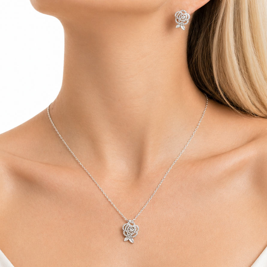 JUEGO ROSA PLATA 925