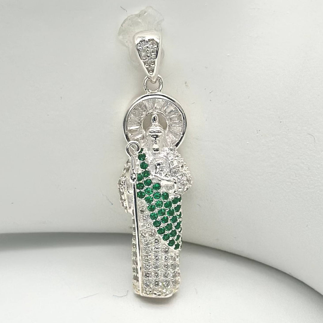 Dije San Judas Tadeo con zirconias en plata 925 | Mael Joyería