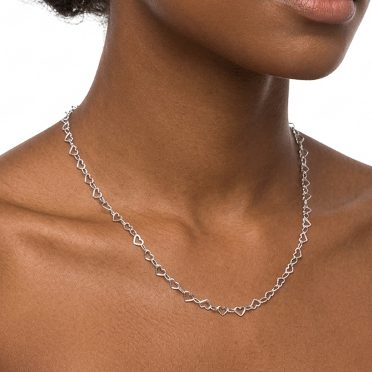 CADENA CORAZONES PLATA 925